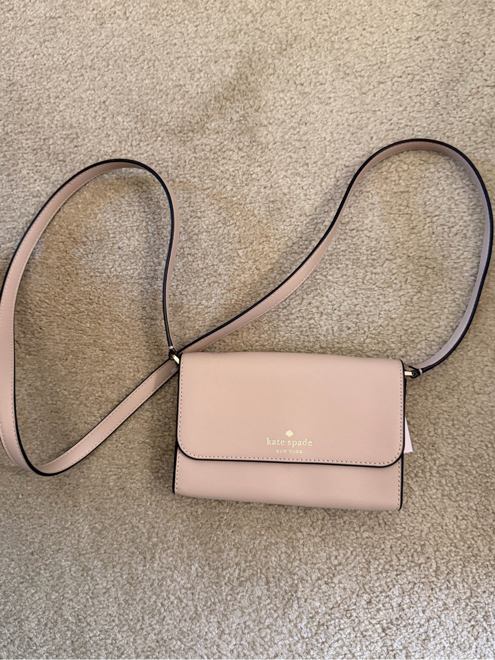kate spade Blush Pink Leather Crossbody with Gold Logo